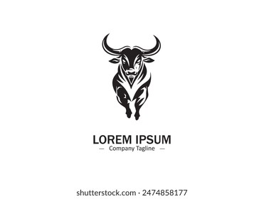 Vector of a bull or cow logo silhouette on a white background. Animals. front view