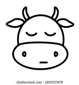 Vector bull face black line on white background