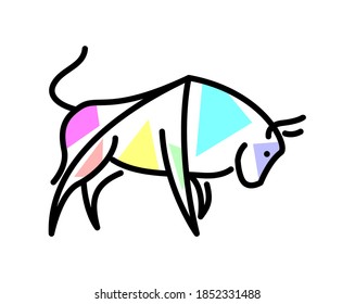 Vector bull in filling shapes style