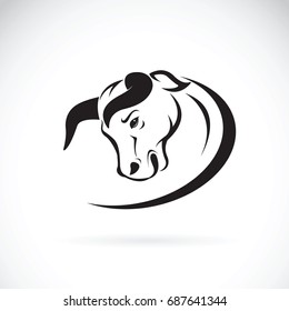 Vector of a bull head design on white background, Wild Animals.