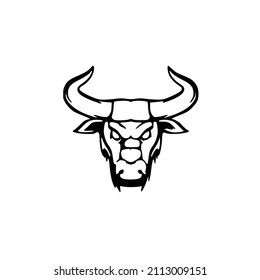 Vector of bull head isolated on white