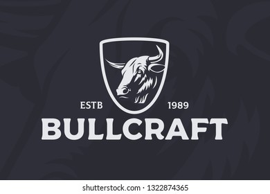 Vector bull head logo or emblem.