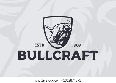 Vector bull head logo or emblem.