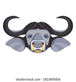 vector bull head with nose ring, illustration symbol of new year 2021