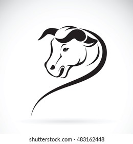 Vector of a bull head on a white background.