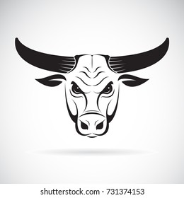 Vector of a bull head on a white background. Wild Animals.