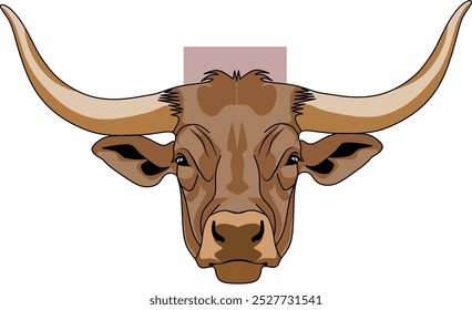 vector bull head with a pair of very large horns