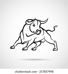 Vector Bull Icon. Creative graphic logo design elements. Isolated on stylish radial background.