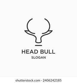 Vector bull logo icon line style template design for brand or company and other