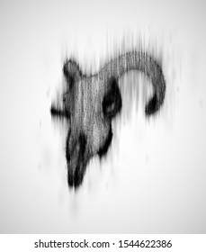 vector bull skull made of black blots of paint and ink
