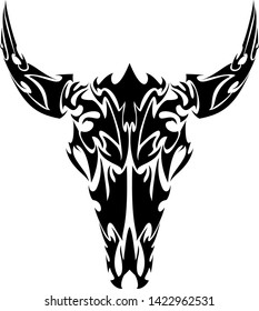 Vector of a Bull skull made from flames in a tattoo Style