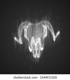 vector bull skull made of white blots of paint and ink
