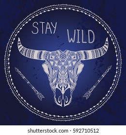 Vector bull skull. Sacred geometry
Bull horn.