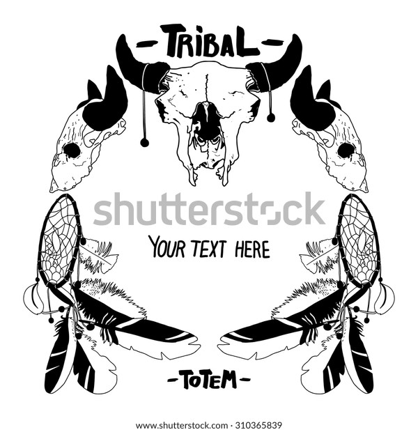 Vector Bull Skull Tribal Totem Illustration Stock Vector Royalty Free 310365839