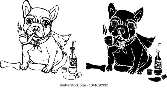the vector of bulldog design for cartoon book