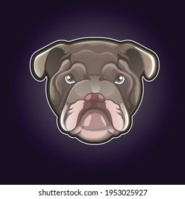 Vector Bulldog Face Design Illustrator