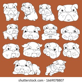 a vector of bulldogs in black and white colours