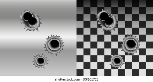 Vector bullet holes on a transparent background