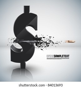 Vector Bullet Sends a Shot Through Money Sign