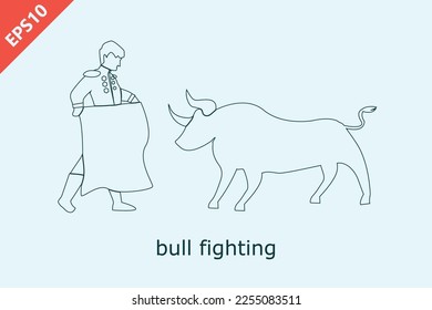 vector bullfighter. bull fighting concept design flat modern isolated illustration