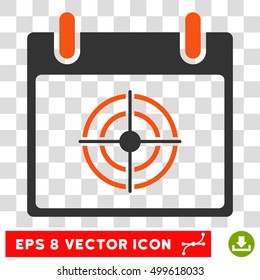 Vector Bullseye Calendar Day EPS vector pictograph. Illustration style is flat iconic bicolor orange and gray symbol on a transparent background.