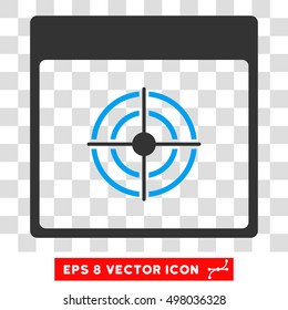 Vector Bullseye Calendar Page EPS vector pictogram. Illustration style is flat iconic bicolor blue and gray symbol on a transparent background.