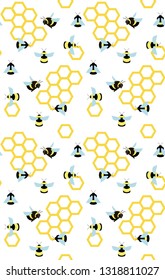 Vector bumblebee seamless pattern. Beautiful background for fabric