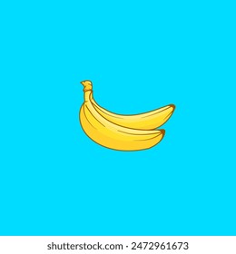 Vector de un montón de plátanos con contorno, fondo azul aislado