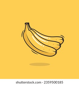 Vector Bunch De Plátanos Con Peeling Plantación De Plátanos Icono Estilo De Caricatura Sobre El Vector De Fondo Amarillo Ilustración