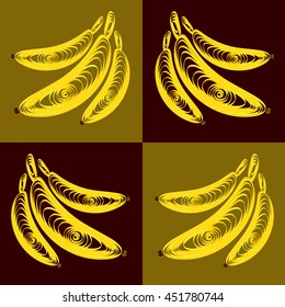 vector bunch of bananas yellow flat pattern