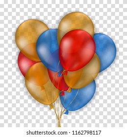 Vector bunch of colorful realistic 3d balloons for celebration posters. Color balloons for Your design.  Party decorations for birthday, anniversary, celebration, event design,wedding.