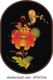 Vector bunch of flowers on a black background 2