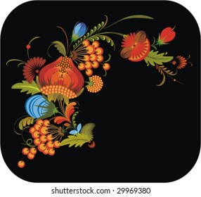 Vector bunch of flowers on a black background