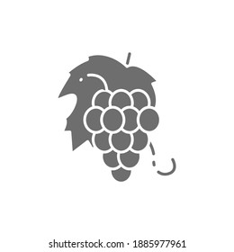 Vector bunch of grapes, fruit grey icon.