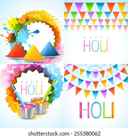 vector bunch of holi background illustration with different colors