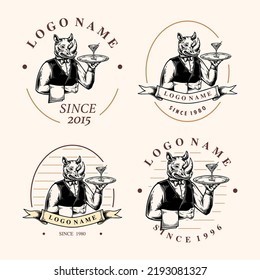 Vector bundle of animal with hand drawing style