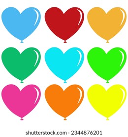 Vector Bundle of Colorful Heart Shaped Balloons