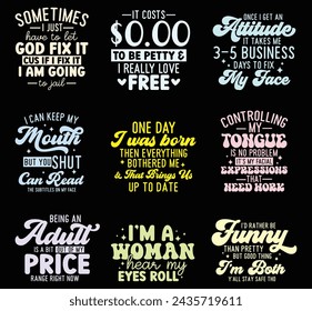 Vector Bundle Design of Funny-Sarcastic: Logo, Sticker, and T-Shirt Design