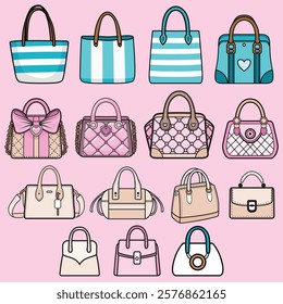 Vector Bundle of Fashion Handbags Drawings for Trendy Designs