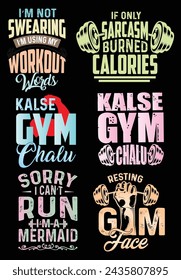 Vector BUNDLE Gym T-Shirt Design without Assets, Including Logo and Sticker Designs