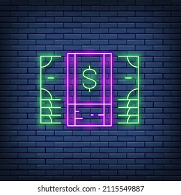 Vector bundle of money, cash, dollar, banknote neon sign.