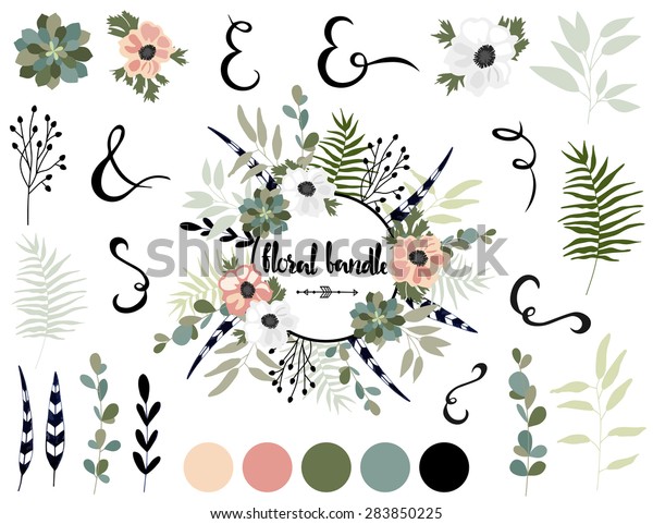 Download Vector Bundle Summer Tropical Flowers Vector Stock Vector Royalty Free 283850225