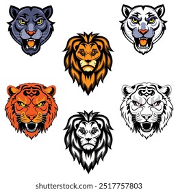 Agrupamento vetorial Lion Tiger Panther