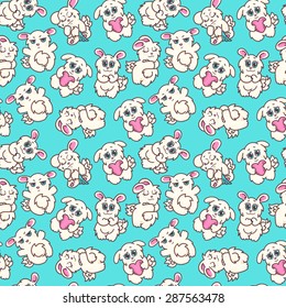 Vector bunnies illustration. Seamless background.