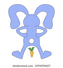 Vector Bunny Back template design isolated white background. Bunny in trendy pastel color. Funny t-shirt print greeting card poster cover EPS 10	
