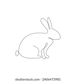 Vector bunny continuous single line art drawing editable stroke illustration and minimalist