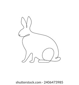 Vector bunny continuous single line art drawing editable stroke illustration and minimalist