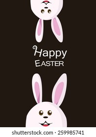 Vector of bunny Easter rabbit with brown dark chocolate background