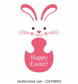 Vector bunny with egg. Easter card.