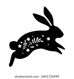 Vector bunny. Flat vector illustration in cartoon style. Happy easter.